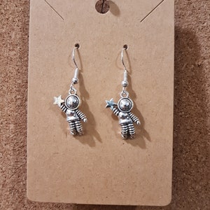 Silver Astronaut Earrings with Stainless Fish Hook Posts