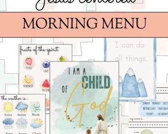 Christian Morning Menu Printable for Kids | Faith-Based Routine Chart | Tracing Pages | Bible Activities | Homeschool |