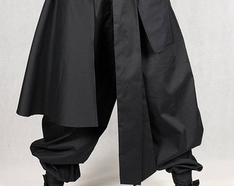 Hakama pants V3 black cotton unisex oversized