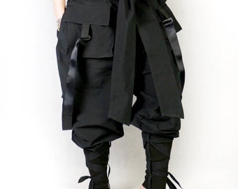 Ninja pants V18 black cotton unisex cargo military