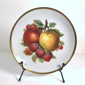 Antique Mitterteich Bavaria China Apples and Strawberries Fruit Plate 47. Germany Antique Porcelain Collectible - 1920s