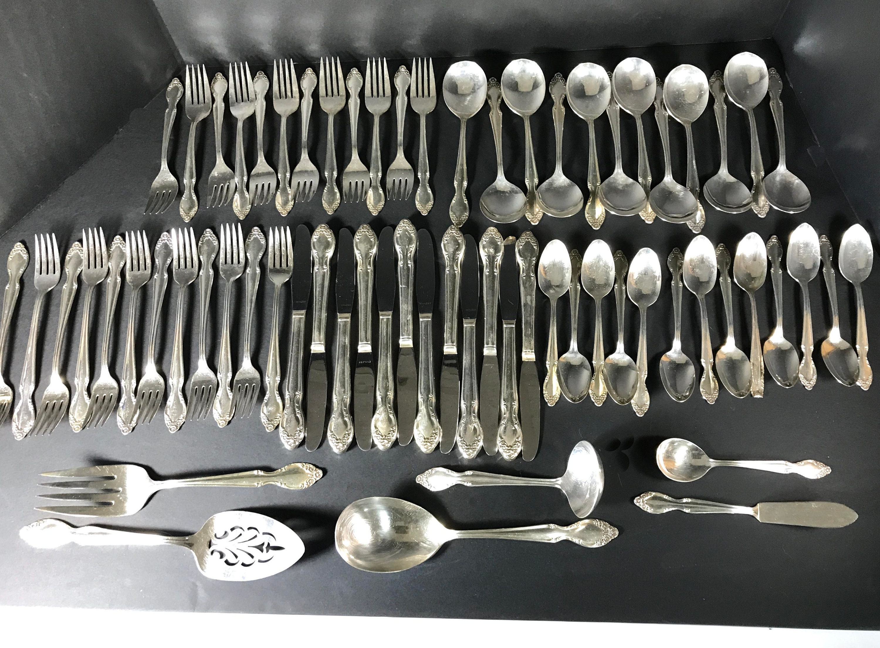 Vintage Wm. Rogers BASQUE ROSE Silver Plate Silverware, 5-piece Setting ...
