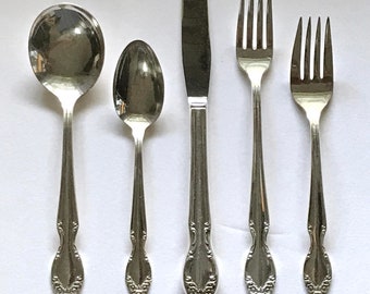 Individual pieces from the BASQUE ROSE Pattern Vintage Silver Plate Silverware by Wm. Rogers MFG.Co  1955 Good Condition.
