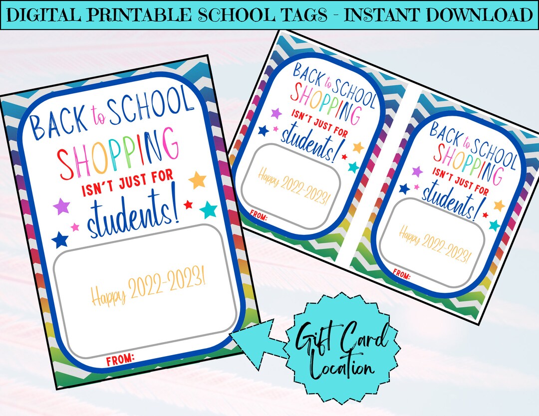 Back to School Gift Card Tag Back to School Shopping Isn't Just for