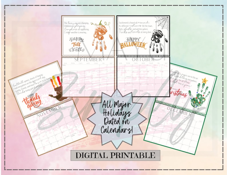 2024 Handprint Calendar Memory Calendar Keepsake Dated Etsy
