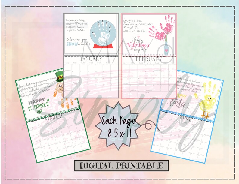 2025 Handprint Calendar Memory Calendar Keepsake Dated Etsy