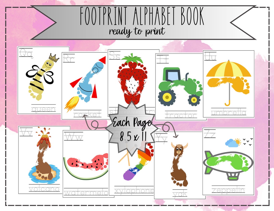 Alphabet Footprint Book ABC, Keepsake, Memory Book Etsy