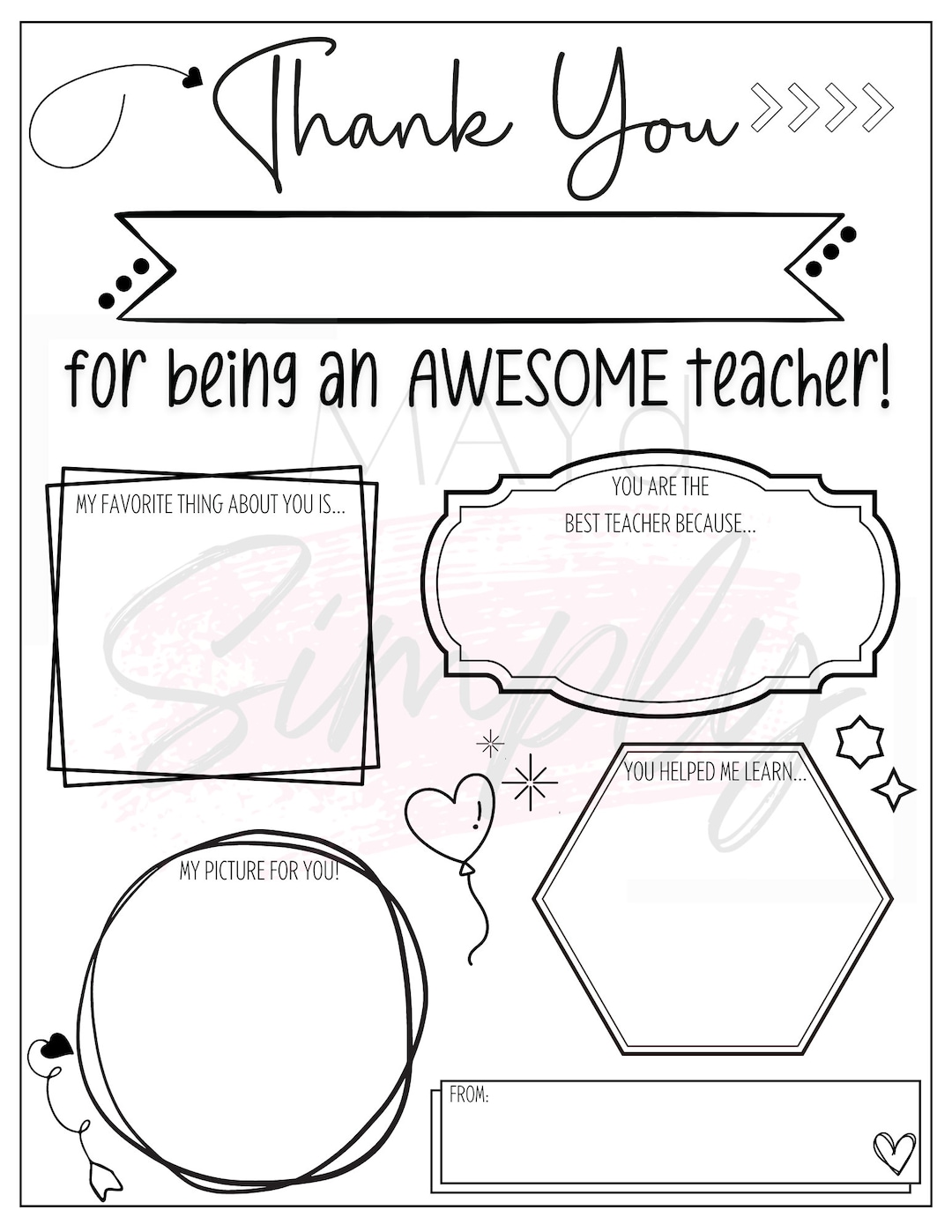 Teacher Appreciation Week Printable Thank You Teacher Gift Instant ...