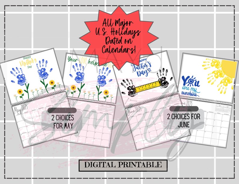 2025 Handprint Calendar Memory Calendar CANADA DATES Keepsake Dated
