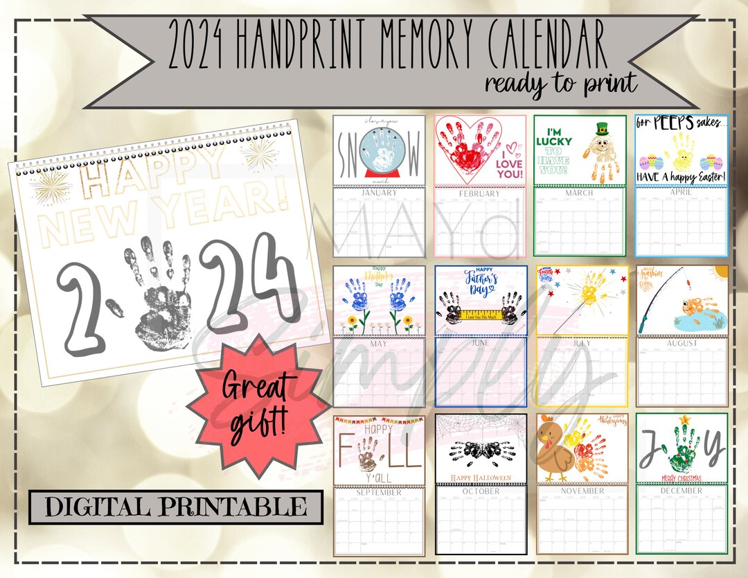 2024 Handprint Calendar Memory Calendar Keepsake Dated - Etsy