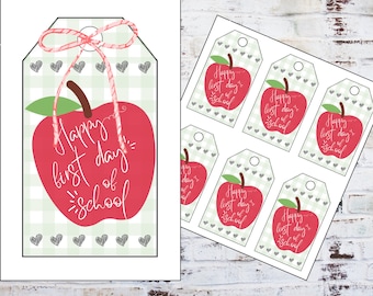 Back to School Gift Tag - Apple Happy First Day Back
