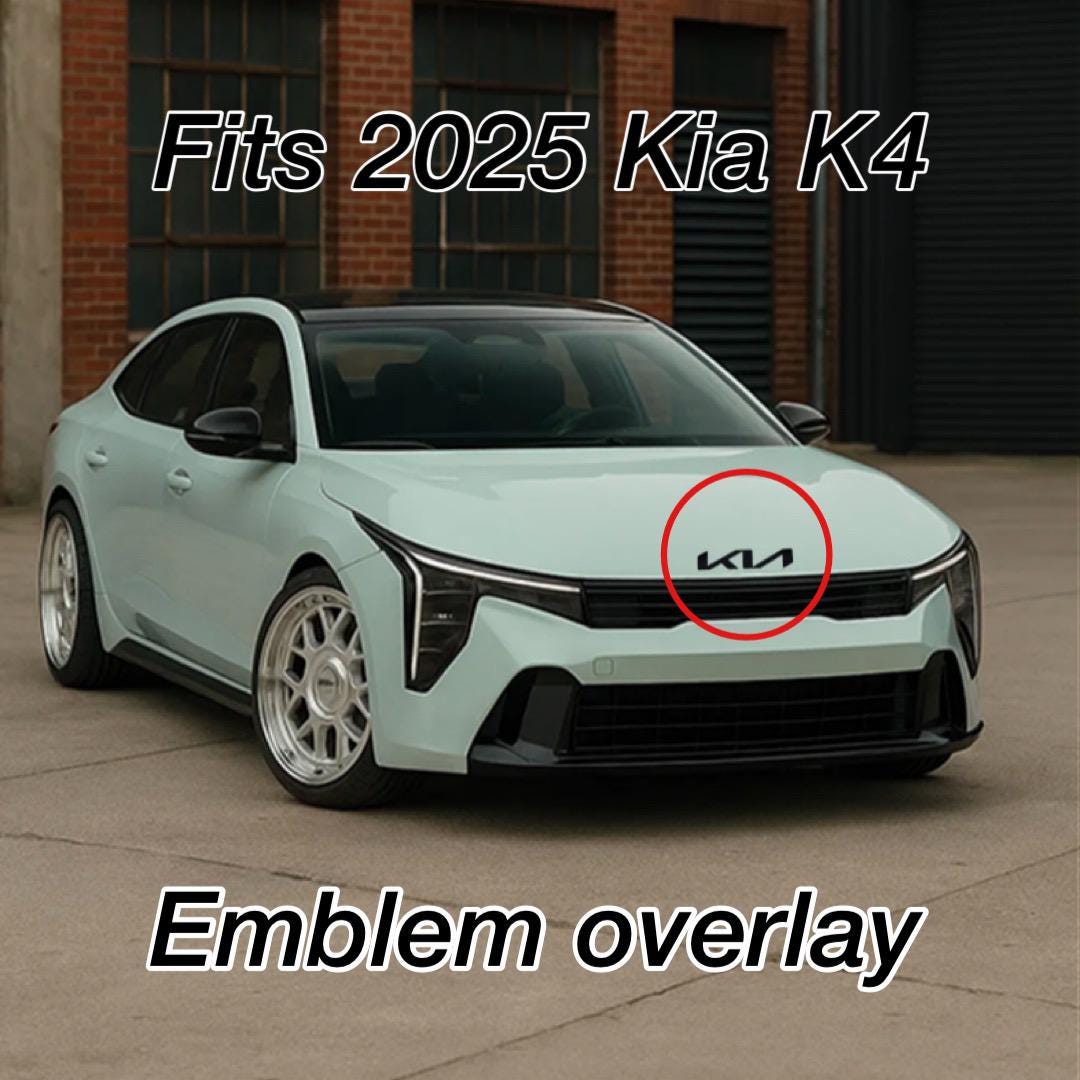 2025 Kia K4 emblem overlay decal – custom vinyl badge cover for lx, lxs, gt-line, gt – weatherproof & easy install