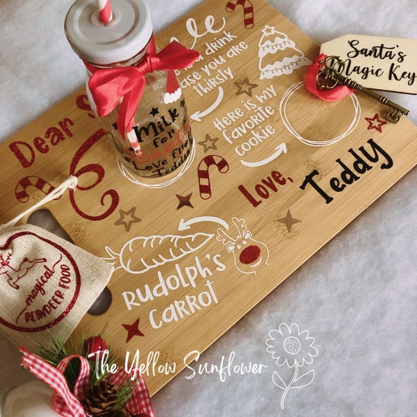 Personalised Christmas Eve Board I Wooden Board I Milk for Santa I Treats for Santa I Food for Ruldolph I Santa's Magic Key