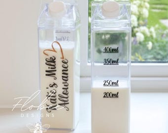 Personalised Milk Allowance Bottle with Measurements