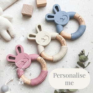 Personalised Silicone Bunny Teether | Baby Teething | Baby Gift