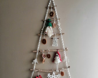 Christmas Tree, Macrame Christmas Tree, Large Size Macrame Christmas Wall Decor, Dry Branches Christmas Tree, Christmas Macrame Decor