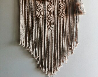 Macrame Wall Decor, Macrame Wall Hanging, Wooden Beaded Details Wall Decorations, Etnic & Bohemian Home Decorations, Gift for Home