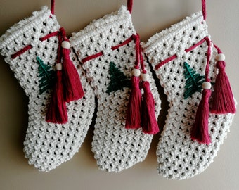 Christmas Socks, Macrame Christmas Stocking, Bohemian Christmas Stocking, Christmas Stocking, Christmas Gift