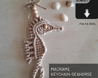 Macrame Keychain Hippocampus PDF Guide-Photo Tutorial - SeaHorse Keychains - Engagement & Wedding Party Favors