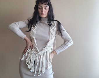 Woman Vest, Macrame Vest , Macrame Woman Clothes, Macrame Fashion Dress, Standart Size Vest, Cotton Knotted Vest, Women's Day Gifts