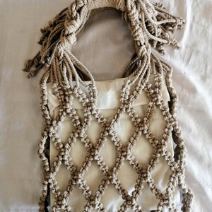 Macrame Bag, Mesh Bag, Macrame Woman Bag, Ecru & Beige Cotton Bag, Beach Tote Bag, Women's Day Gifts, Special Gift for Lover image 8