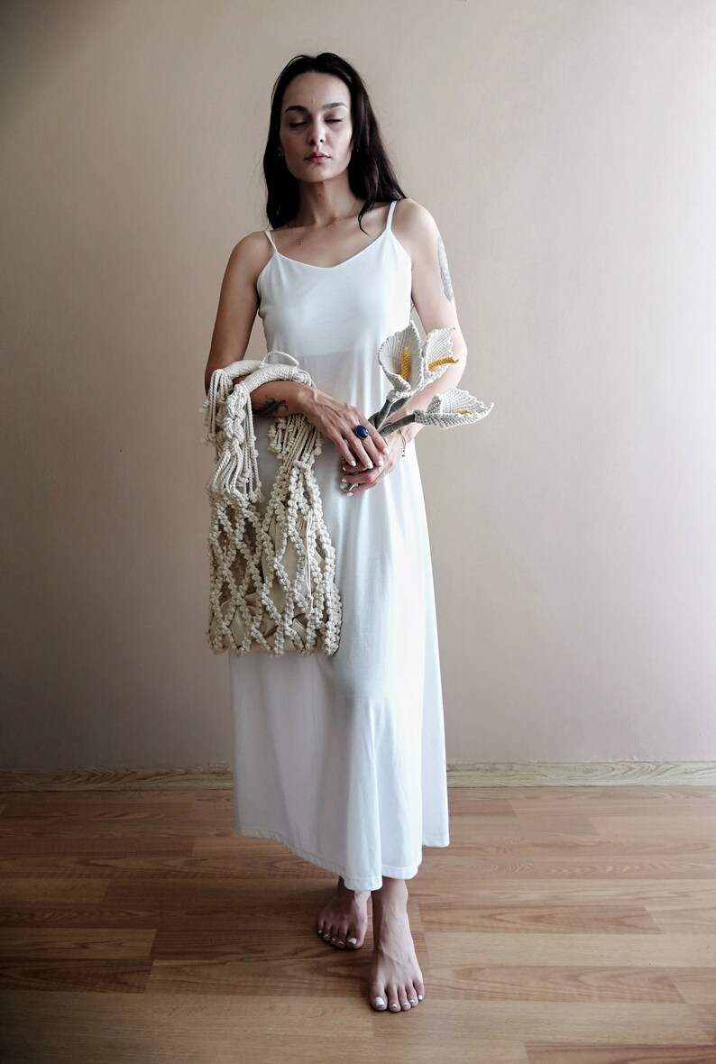 Macrame Bag, Mesh Bag, Macrame Woman Bag, Ecru & Beige Cotton Bag, Beach Tote Bag, Women's Day Gifts, Special Gift for Lover image 5