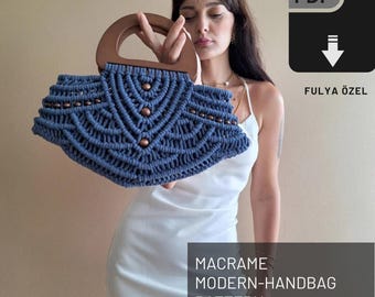 Macrame Handbag PDF & Photograph Pattern: DIY Women's Blue Bag Tutorial -  Capsule Wardrobe Bag