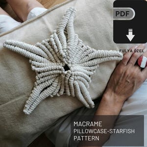 Padrão de macramê, padrão de estrela do mar, tutorial em arquivo PDF, tutorial de escrita e com fotografias, tutorial de fronha de macramê