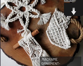 Patroon macramé kerstversiering: sneeuwvlok en boom (pdf-tutorial)