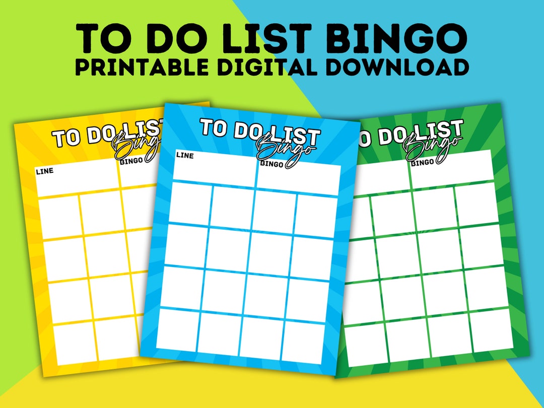To Do List Bingo Game Notepad Bright - Etsy
