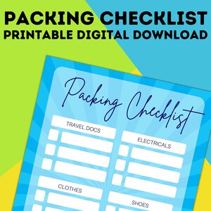 Travel Packing List Holiday Checklist Travel Planner Vacation Packing Template Digital and Printable