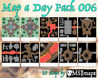 Map A Day Pack 006 For Role Playing Games Dungeons and Dragons | Pack of 10 | Digital Download