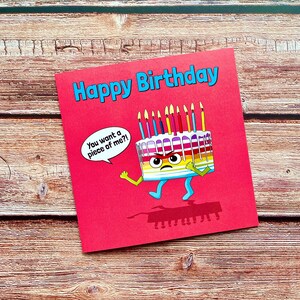 Alles Gute zum Geburtstag Du möchtest ein Stück von mir? Geburtstagskuchenkarte | Lustig