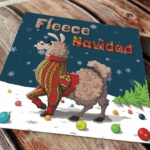 Fleece Navidad | Kerstkaart | Feliz Navidad | Fijne kerst | Lama | Alpaca | Kersttrui | Grappige kerstkaart | Liedje