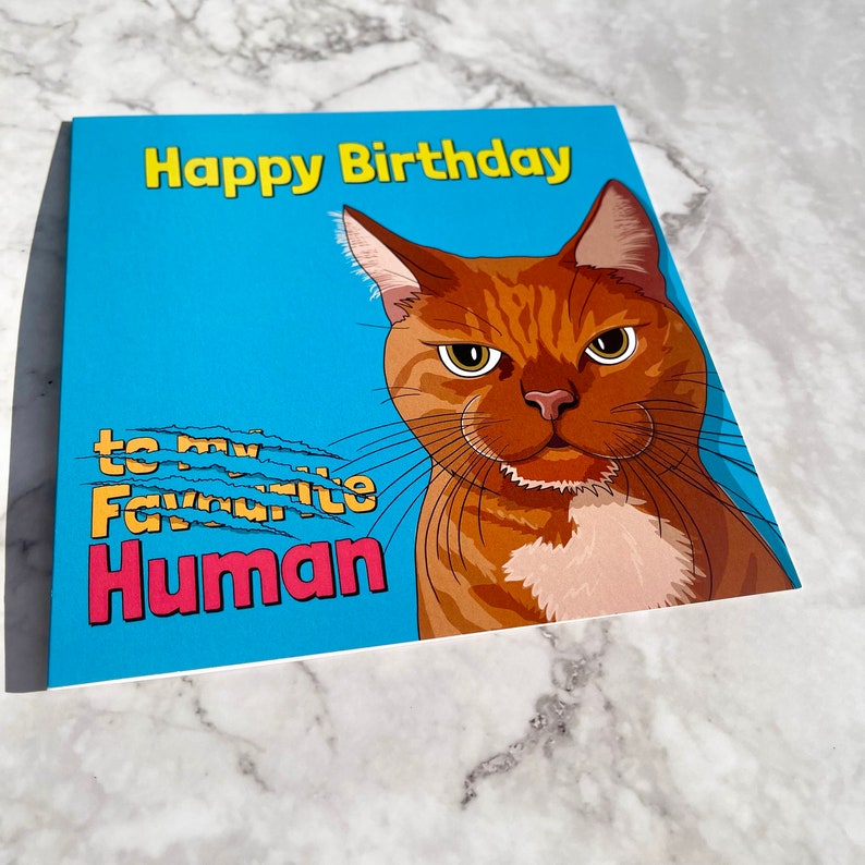 Happy Birthday Human From the Cat Pet Card - Etsy