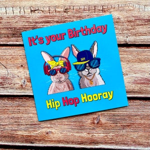 Hip Hooray it es your Birthday Card | Lustige | Humor | Scherz | Pun | Häschen
