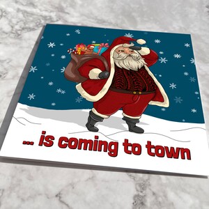 Le Père Noël arrive en ville | Carte de Noël | Joyeux Noël | Père Noël | Carte de Noël drôle | Chanson