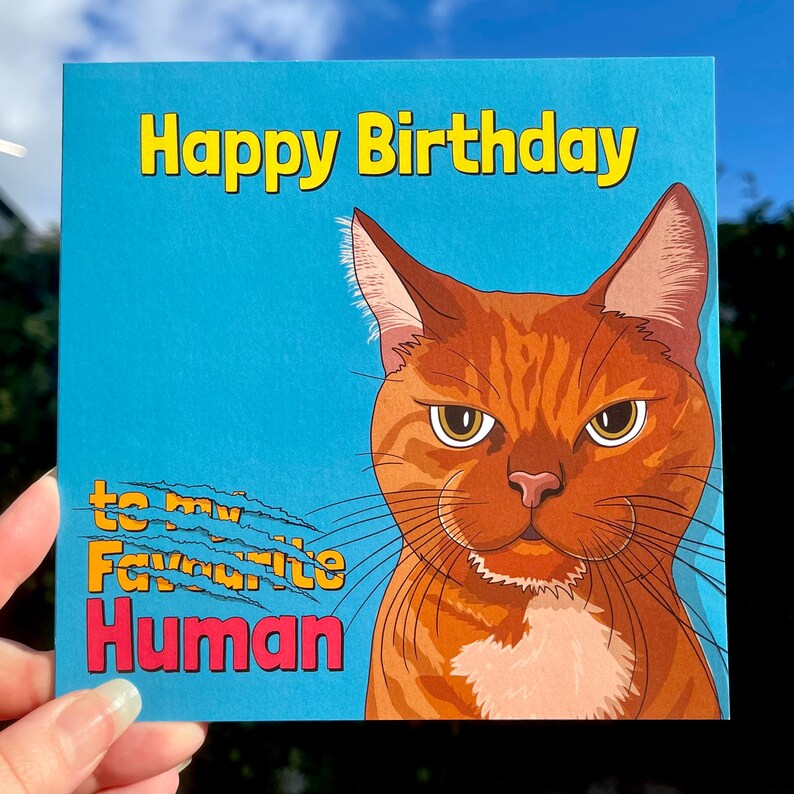 Happy Birthday Human From the Cat Pet Card - Etsy