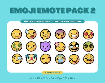18 Stylised Emote Pack 2 // Instant Download // Cute Emoji Emote Pack for Streaming Twitch, Discord, YouTube, etc.