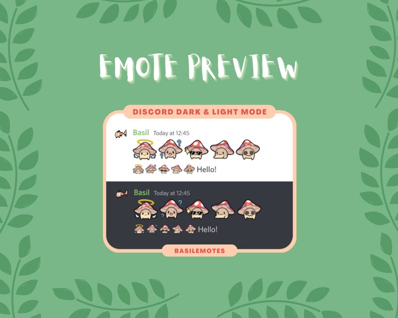5 Cute Mushroom Emotes 2 // Instant Download // Streaming Twitch