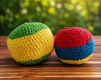 Handmade Crochet Hacky Sack, Footbag for Kids & Adults,Juggling Ball, Outdoor Toy, Stress Ball, Festival Gift, Fuchi, Screen-free,Summercamp