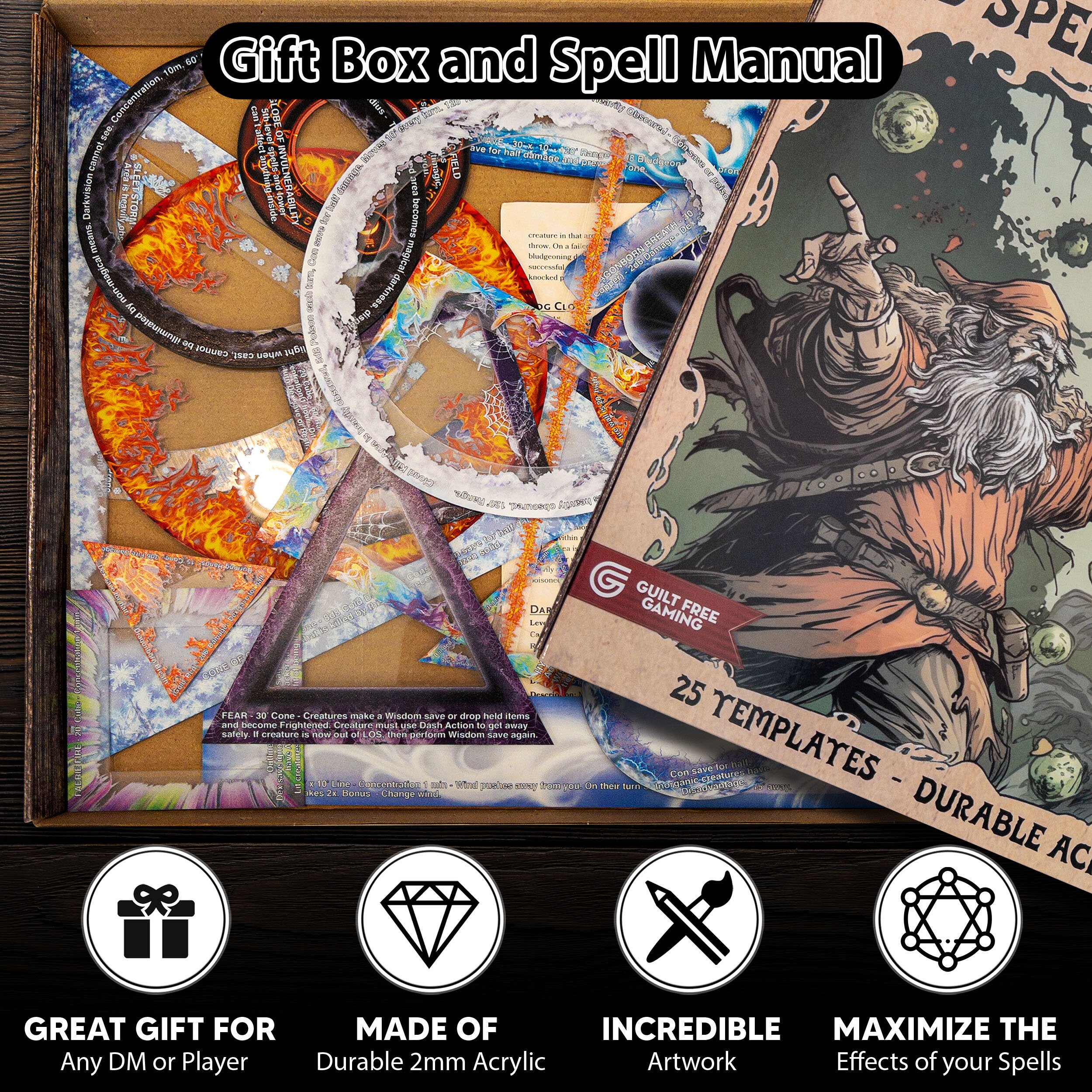 Spell Effects Template Set for D&amp;D 5e 25 Piece Acrylic Markers for AOE ...