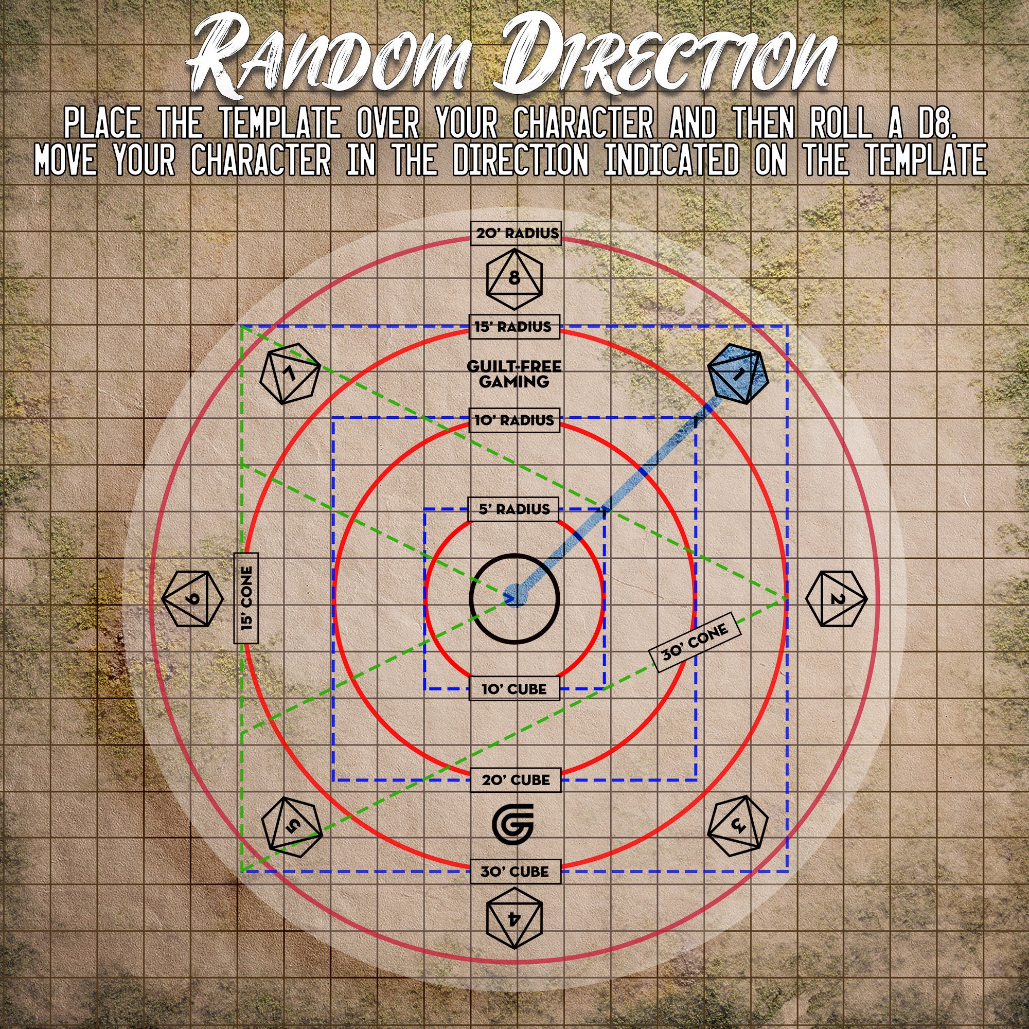 AOE Spell Effect Templates for DND Maximize the Effects of Your Spells Featuring a 30' Cone &amp; 30 ...