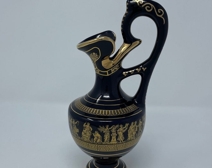 Spyropoulos Black and Gold Greek Vase Hand Made 24k Etsy