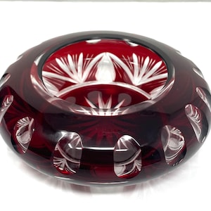 Vintage Bohemian Ruby Red Cut to Clear Art Bowl/Astray