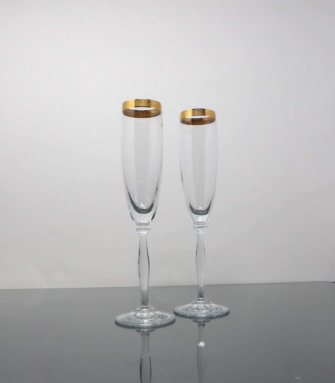 Elegant Gold Rim Champagne Fluted Glasses (2) - Etsy