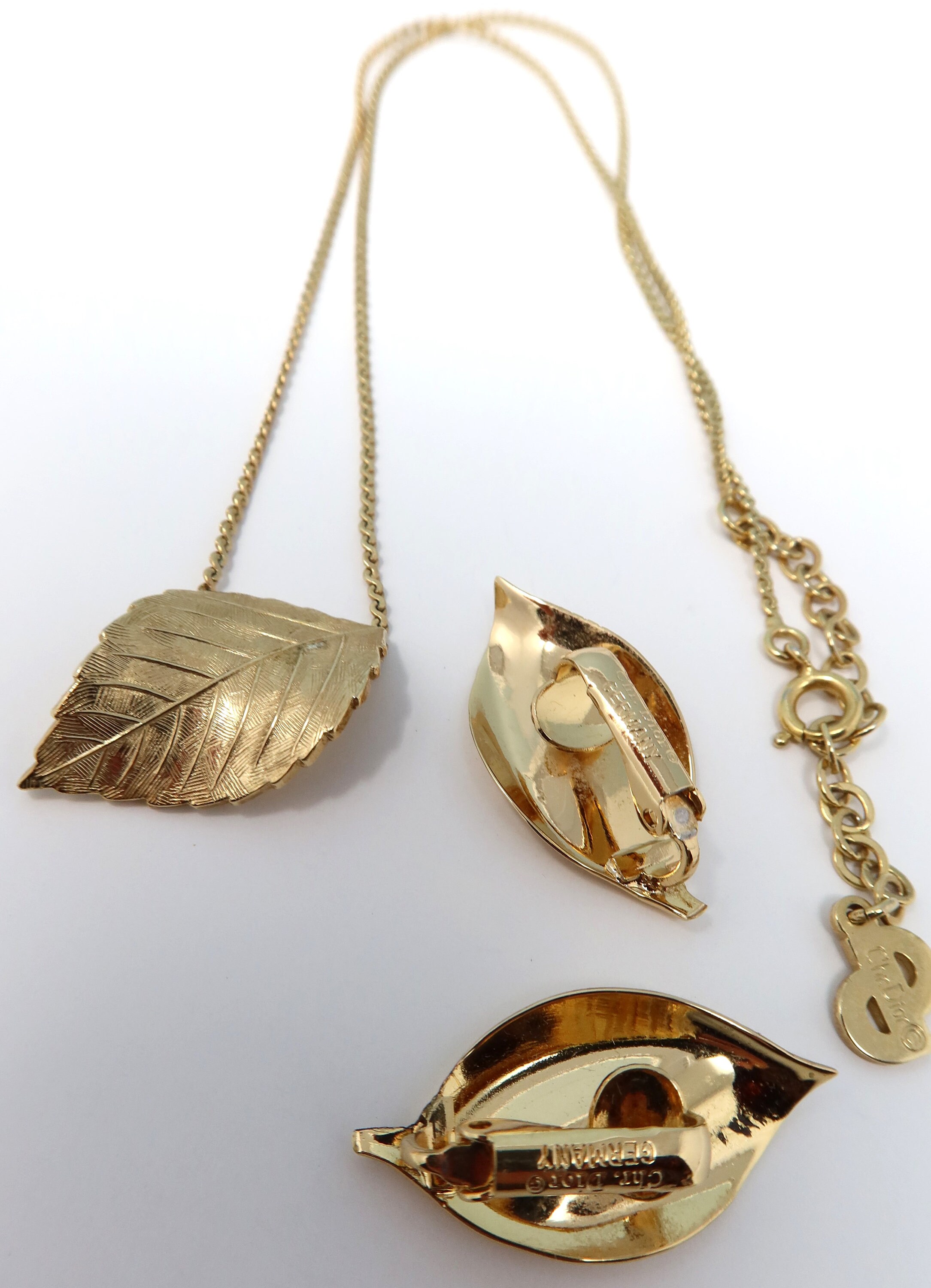 Christian Dior Leaf Necklace and Earings Set - Etsy