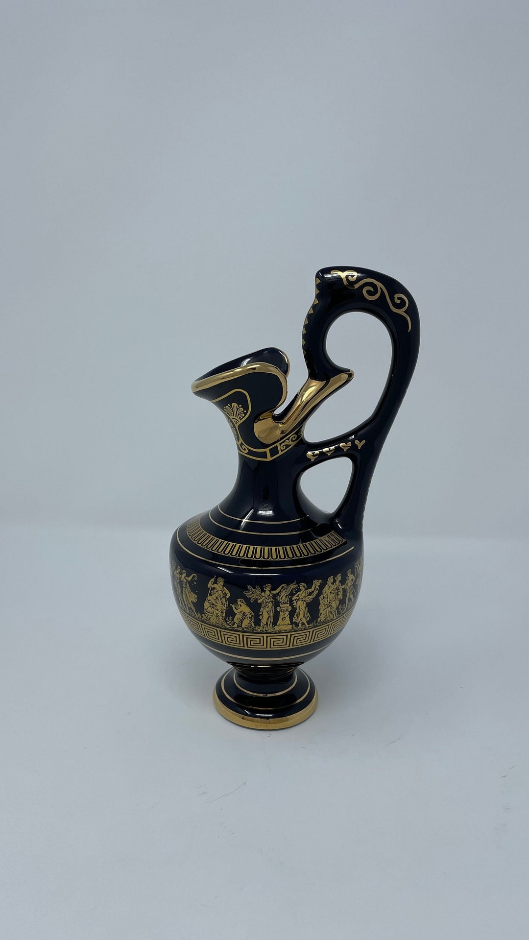 Spyropoulos Black and Gold Greek Vase Hand Made 24k Etsy