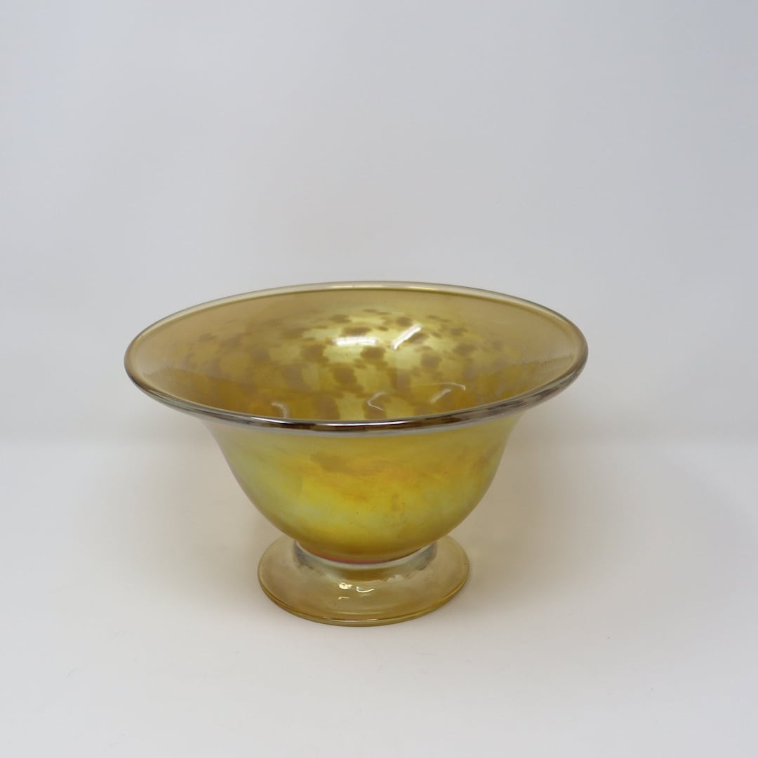 Lundberg Studio Center Piece Art Glass Bowl Gold/yellow Etsy