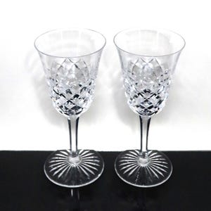Baccarat Crystal Burgos Cut Tall Goblets/Wine Glasses (2)